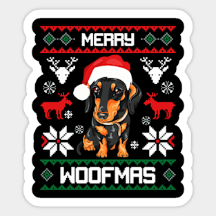 Dachshund Merry Woofmas Doxie Sticker